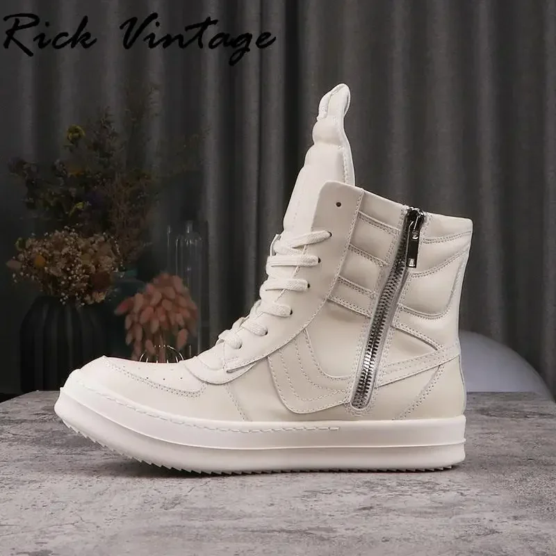 

Rick Vintage Men Genuine Leather Boots High Top RO Sneakers Street Rock Shoes Riding Boots Women Retro Designer Platform Boots