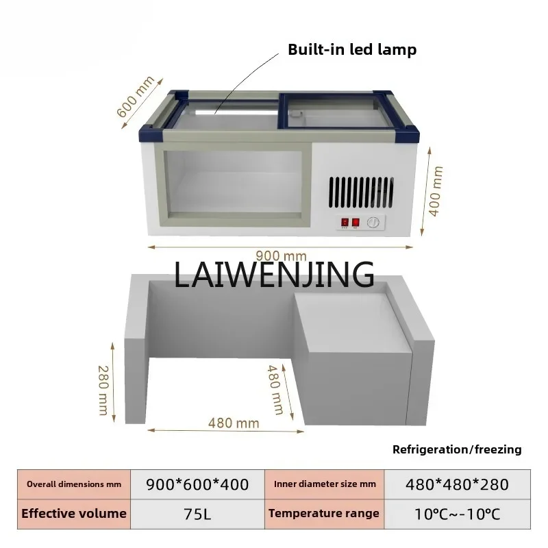 Mjy冷蔵および冷凍カウンタートップキャビネット、小型ディスプレイ、フレッシュキーピング、ストール冷凍庫