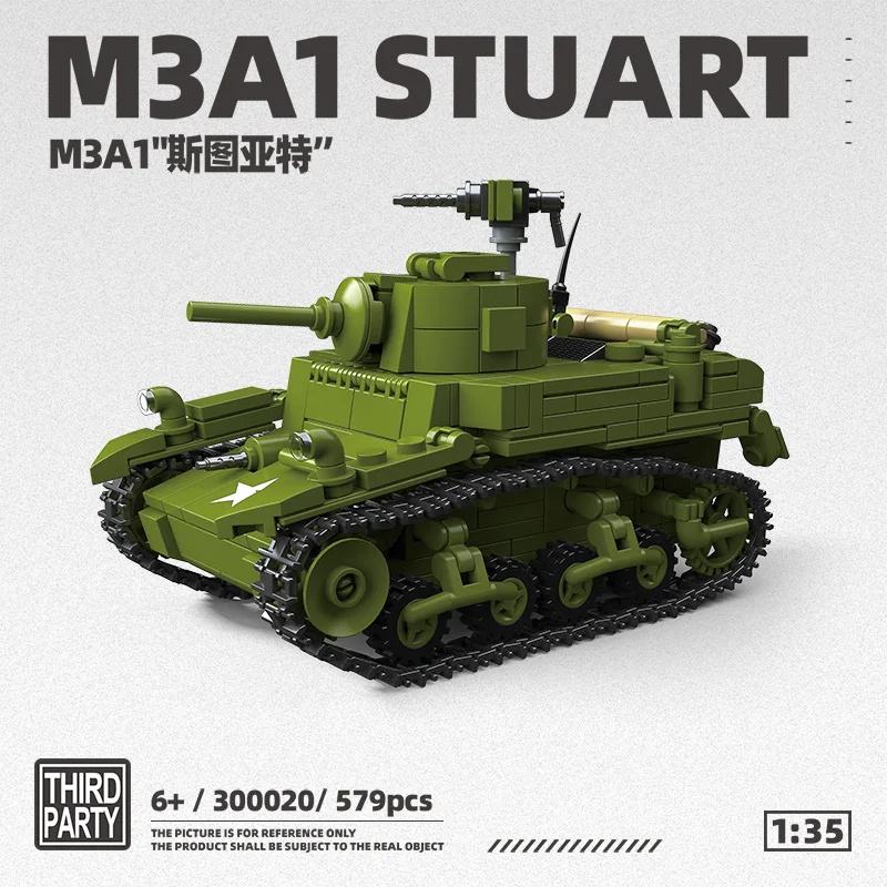 

US M3A1 Stuart Light Tank Military Stirling MOC Army Main Battle Soldiers Building Blocks Bricks Set For Children Boys Gifts