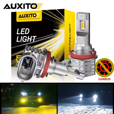 AUXITO 2Pcs H8 H11 LED Bulb Fog Lights Canbus H10 9145 HB4 9006 9005 HB3 LED Lamp DRL Driving Light 6500K White Amber Yellow 12V