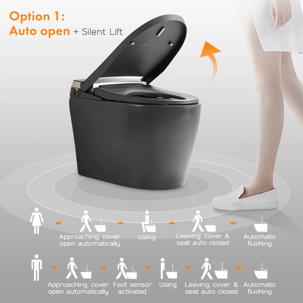 New Modern Auto Open Flush Gray Ceramic Intelligent Toilet Automatic Smart Toilet