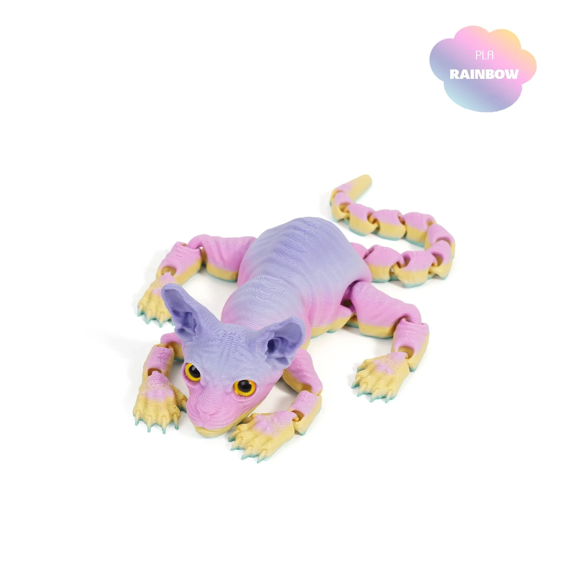 3D Printed Realistic Adorable Hairless Sphynx Cat Figurine  Articulated Fidget Toy Perfect Gift for Cat Lovers