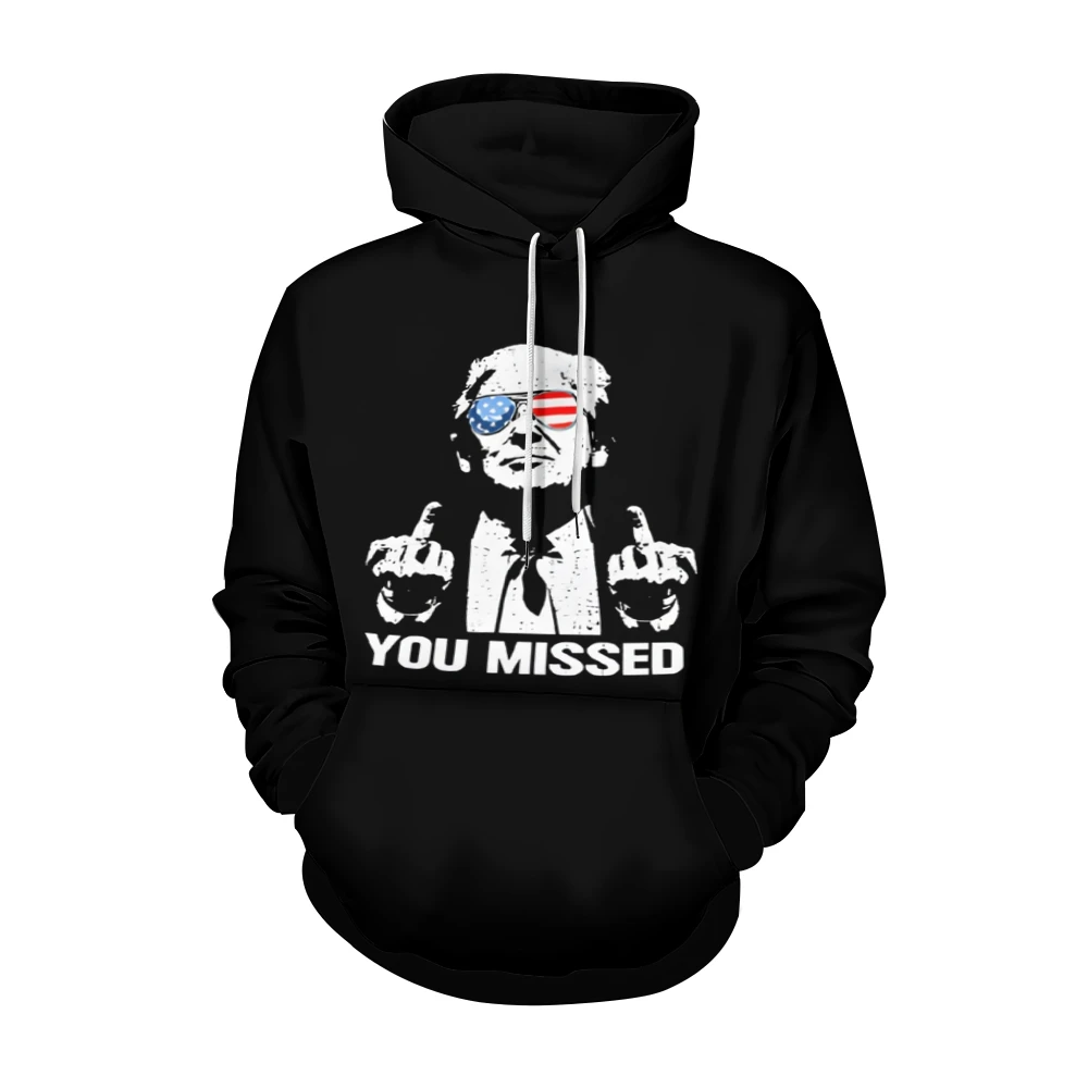 Y2k You Missed Trump Won Hoodie Men Casual Hoodies Men Tops Make America Great Solid Color Sweatshirt Male Clothing Streetwear