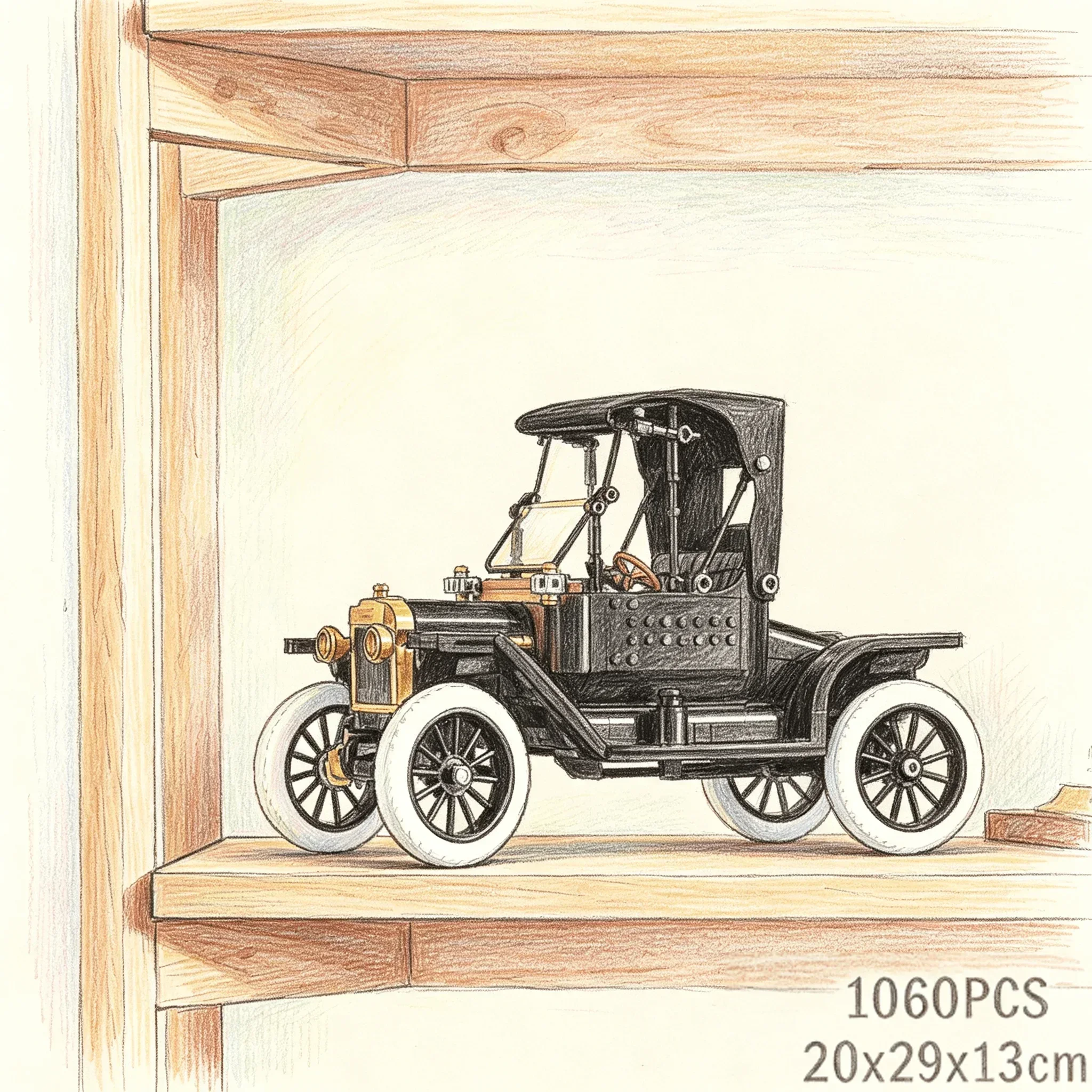 Vintage Model  Car Building Blocks Set – Retro Automobile Bricks, Model Toy, Gift for Adults 1060pcs