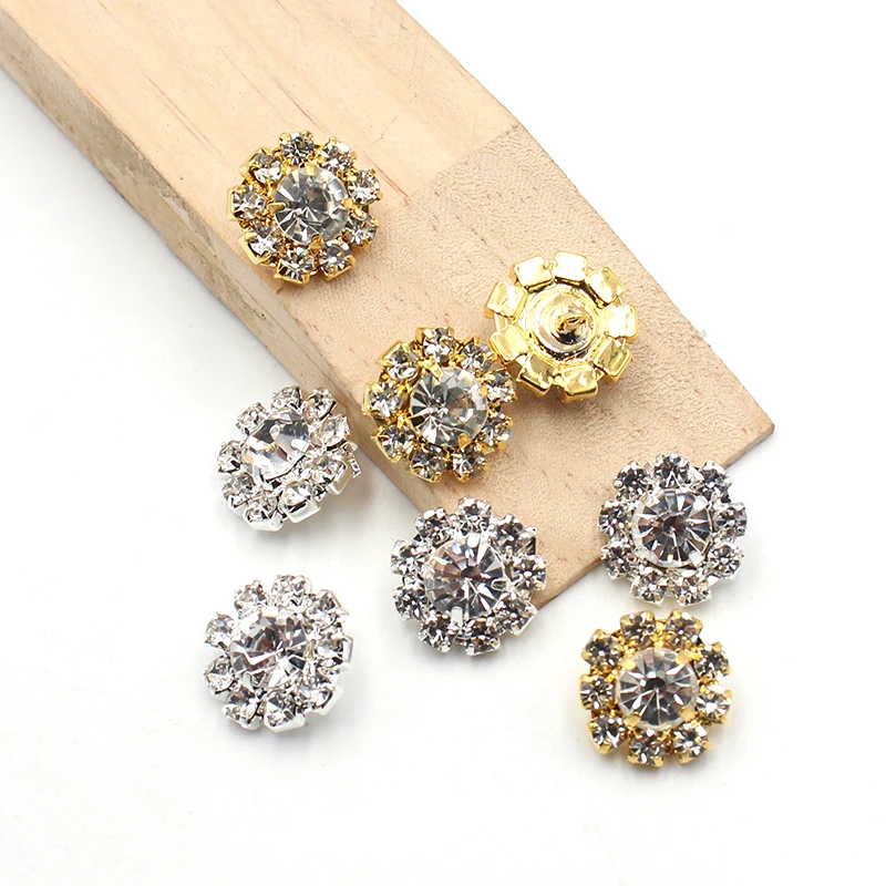 10Pcs 16MM Exquisite Small Metal Rhinestone Sewing Accessories Buttons Diy Wedding Dress Headwear Gift Box Decorative Accessorie