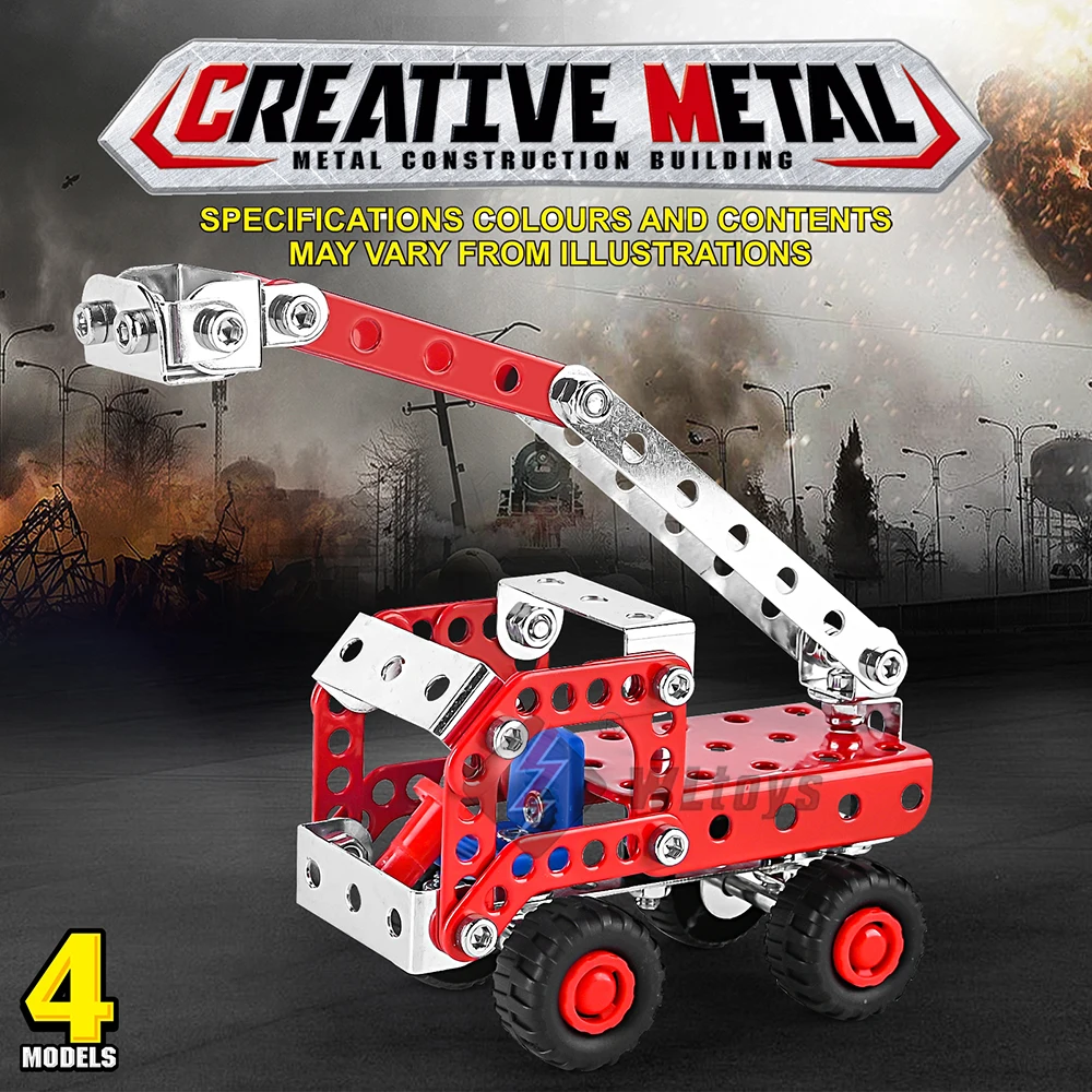 Stem Building Toys For Boys Age 8+,Erector Set Fire Trucks Series Model Kit,Assembly Toys For Kids,Metal Building Educational