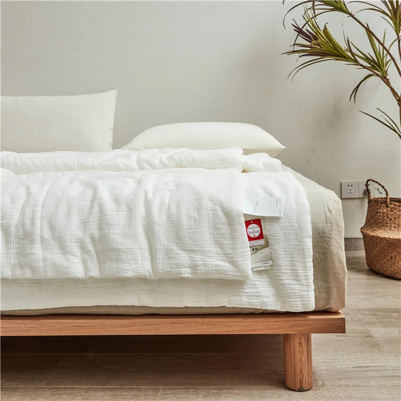 Edredones japoneses de algodón blanco puro, edredón para camas dobles, manta para camas de pareja, edredón frío para aire acondicionado, tamaño
