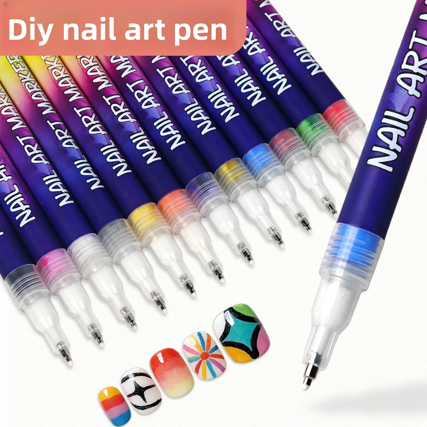 12 Color Nail Art Markers Set Customised Specialised Needle Tube Hand-Drawn Outline Paint Pens for Professional And Home Use