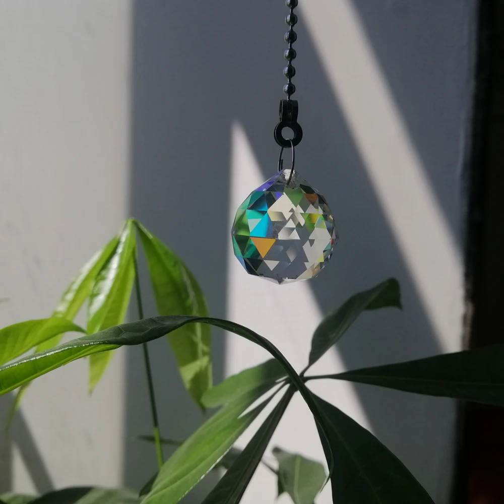 Camal 1PCS Chain Garland AB Color 30mm Crystal Ball Pendant Prisms Hanging Window Craft Rainbow Maker Outdoor Garden Car Home