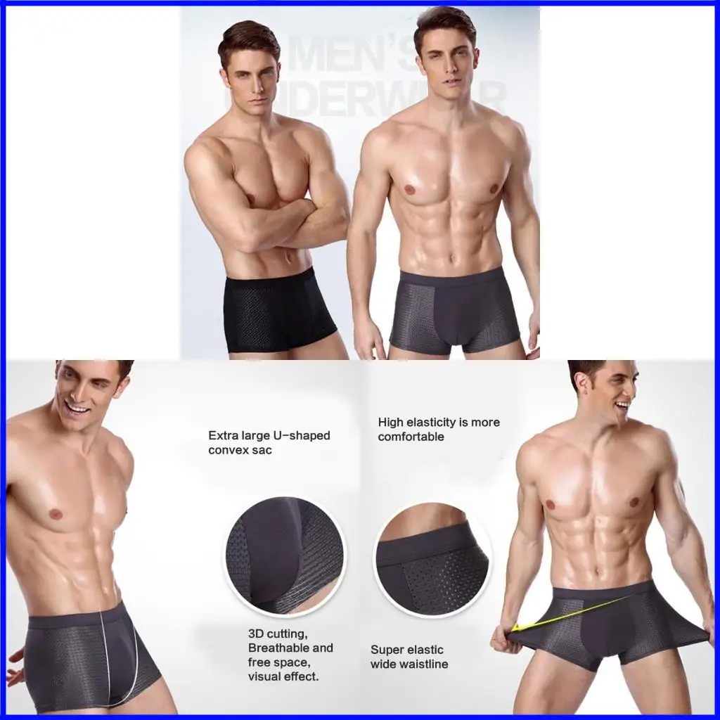

Мужские трусы для бешеного нижнего белья в воздухопроницаемой сетчатой ткани с поддерживающими упругими поясными шортами.