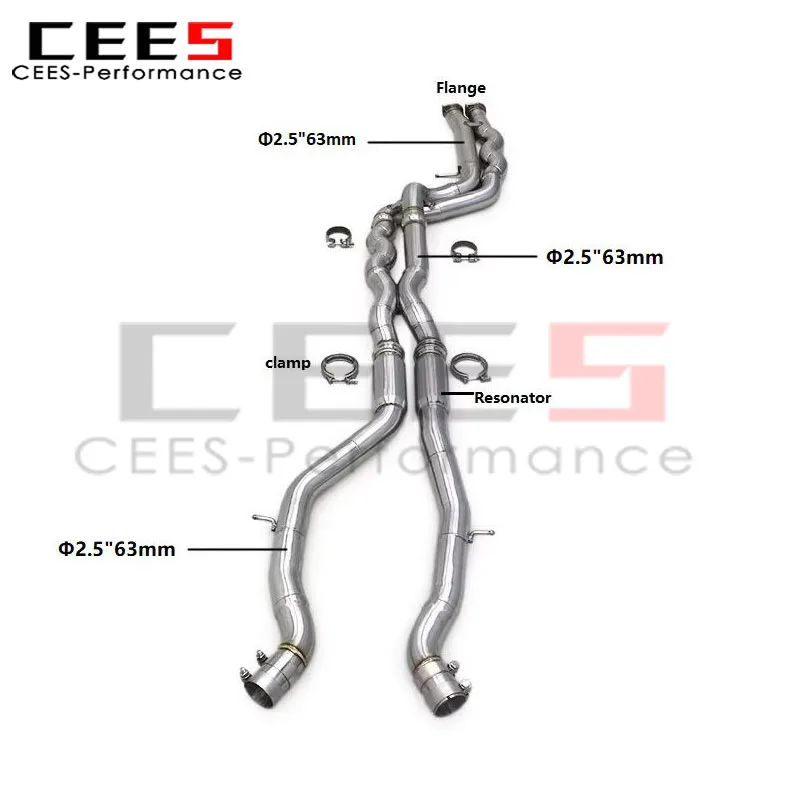 

CEES Exhaust Equal Length Mid Pipe for BMW M3 M4 F80 F82 F83 S55 3.0T 2014-2019 Stainless Steel Pipe Muffler Racing Car Escape