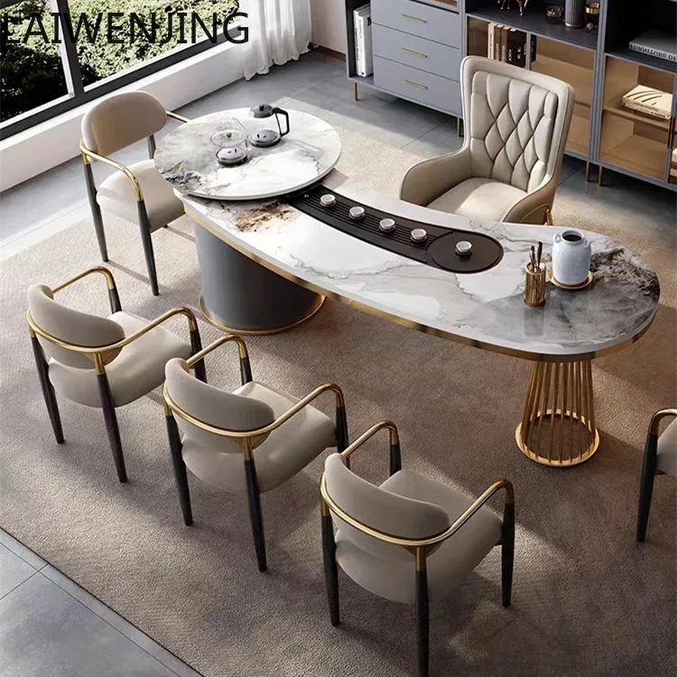 

SGF light luxury rock slab tea table, high-end sense, modern simple table and chairs integrated