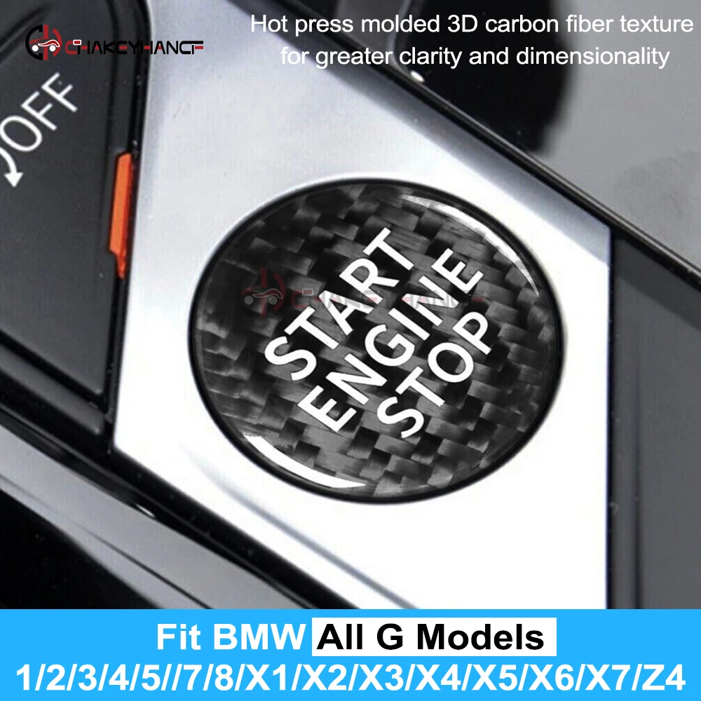 For BMW All G Models Z4 X1 X2 X3 X4 X5 X6 X7 1 2 3 4 5 7 8 Real Dry Carbon Fiber Engine Start Stop Button Cover Auto Accessories
