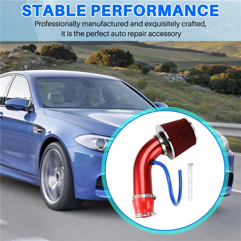 

A82M-Automobile 76Mm Refitted Winter Mushroom Head Air Filter Intake Pipe Filter High Flow Air Filter Aluminum Pipe Kit