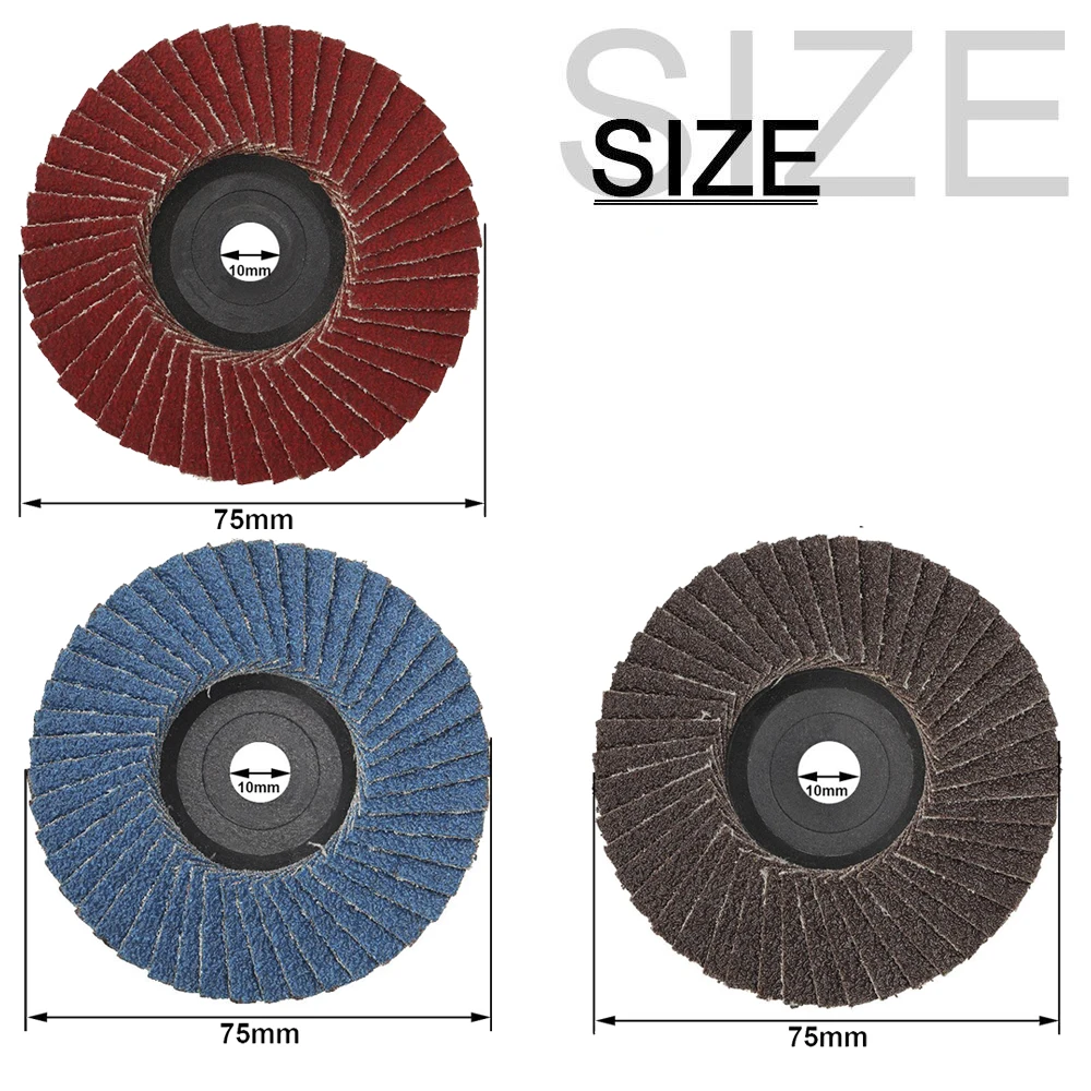 NuoDunco 3 Stück 75 mm flache Fächerscheiben 3 Zoll Schleifscheiben Mini-Winkelschleifer-Zubehör Schleifscheiben zum Polieren von Metall und Holz