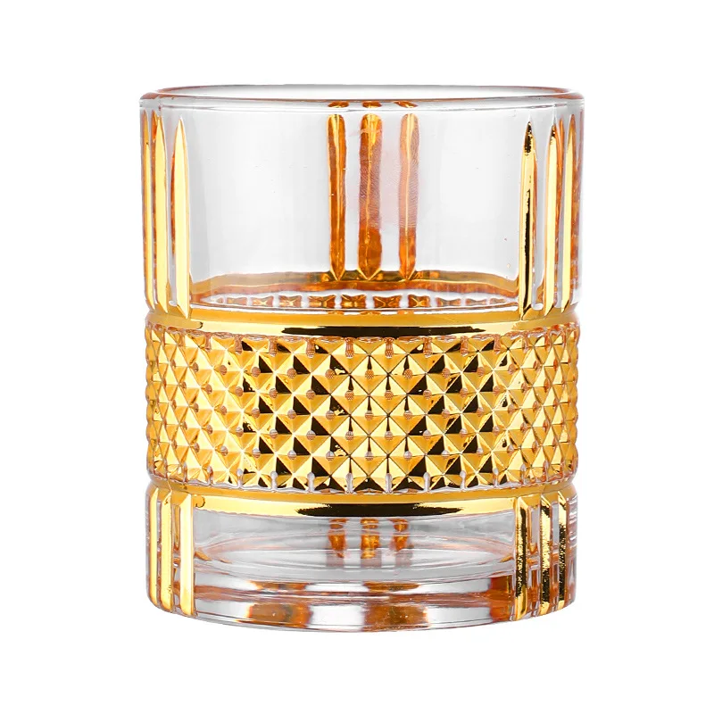 

European-style beer glass luxury gold-tracing whisky glass home foreign wine glass handmade crystal glass set