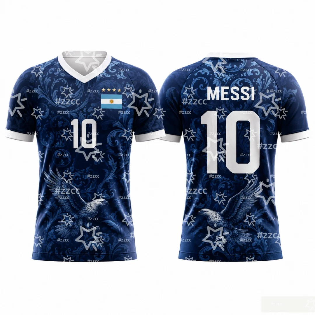2026 Argentina Away Soccer Jersey Breathable Quick Dry Messi Football Shirt Fans Training Uniform Unisex Kids Sport T Shirt