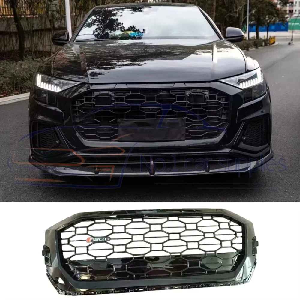 RSQ8 Style Honeycomb Front Center Grille ABS New Black SUNYON for Q8 2018-2024 Racing Car Styling Accessories