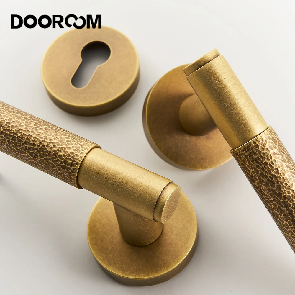 Imagem -05 - Dooroom-latão Hammered Door Lock Polido Handle Quarto Indoor Hidden Único Bloqueio Interior Alavanca de Madeira do Banheiro Novo