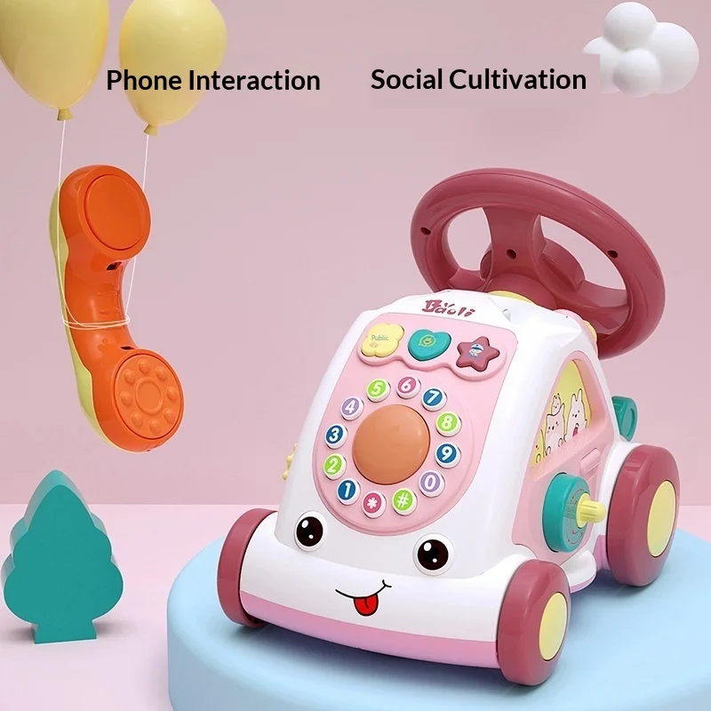 Baoli Simulation Telephone Toy Car Multifunctional Musical Interactive Educational Cartoon Universal Moving Steering Gear Wheel