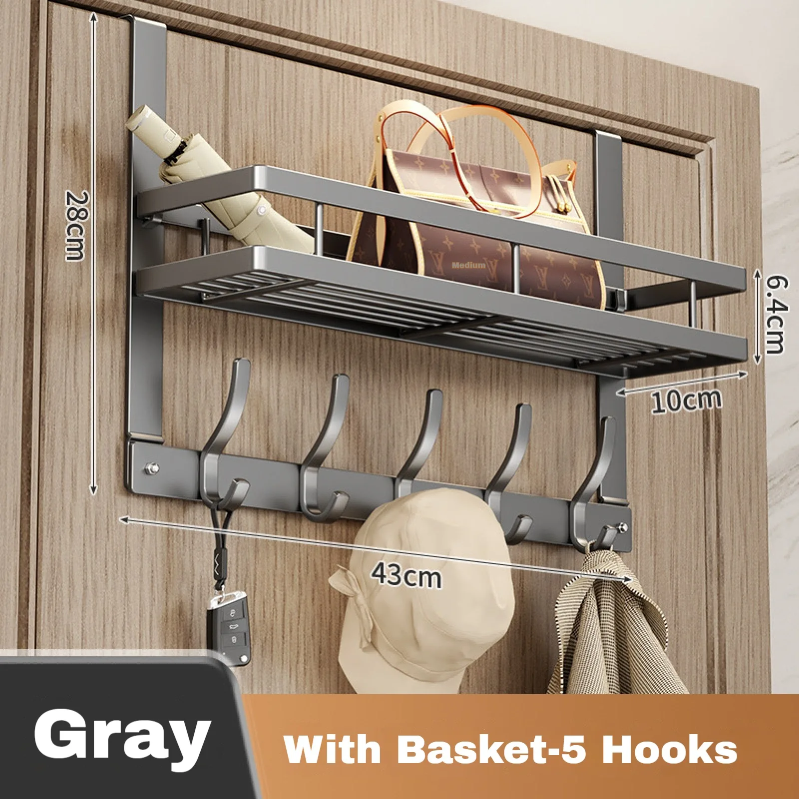 Grey 5 Hooks
