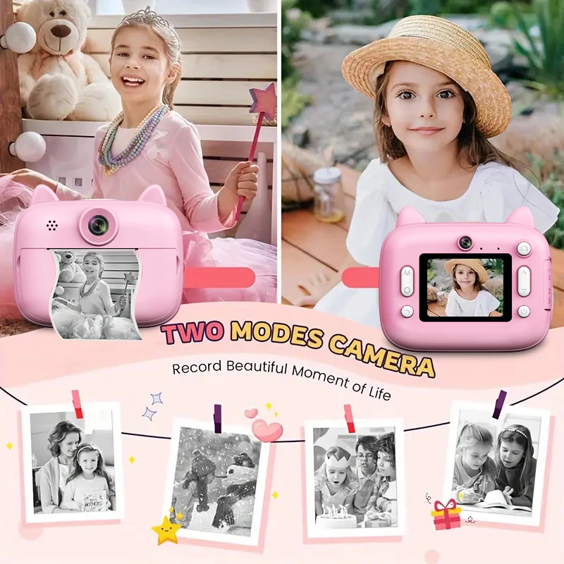 New Mini Camera, Instant Printing Camera, Christmas Gift, High-definition Digital Camera for Children, Portable Mini Thermal