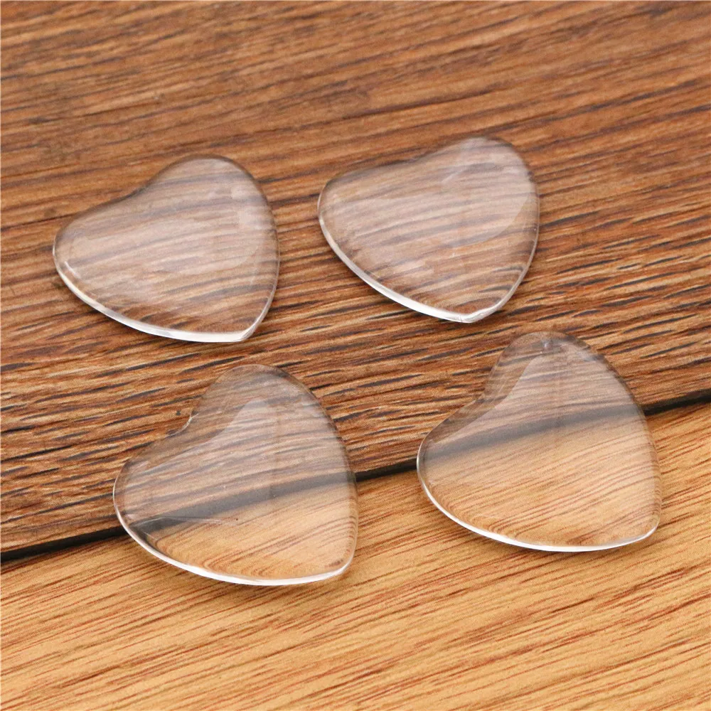 10pcs/lot 25mm Heart Flat Back Clear Glass Cabochon, High Quality, Lose Money Promotion!!!(Z3-14)