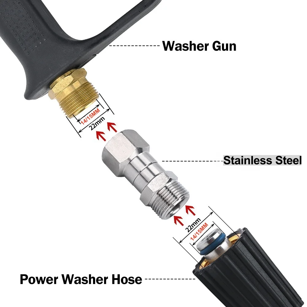 Tangle-Free Joint Adapter For High Pressure Wash Gun & Hose M22 G3/8 NPT3/8 NP1/4 360 Degree Swivel Connector view 2