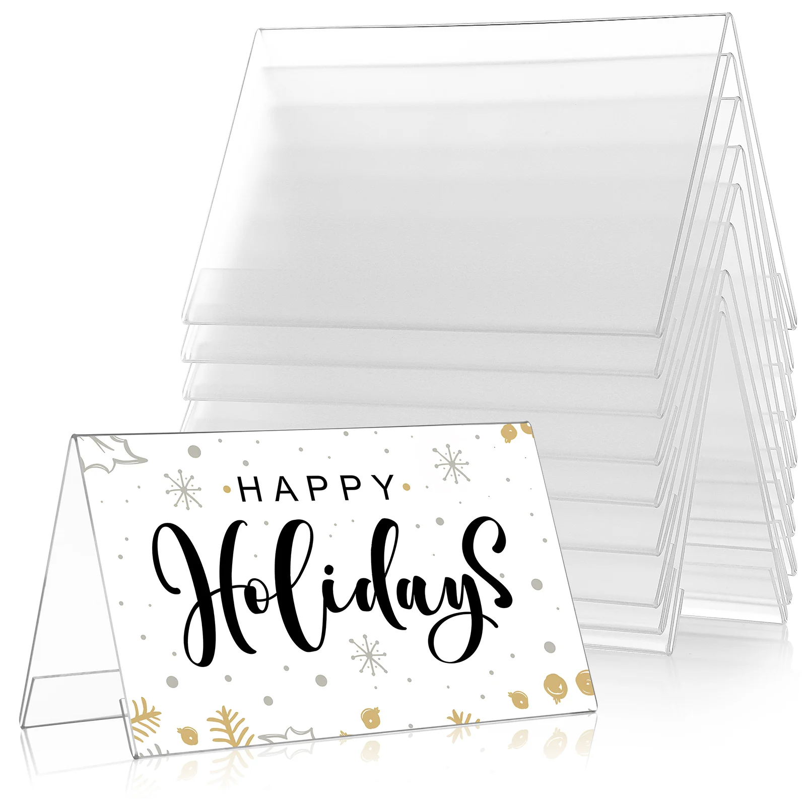 

10Pcs 2MM Double Sided Acrylic Desk Name Plates Conference Table Cards Stable Triangle Design Clear Display Office Setting