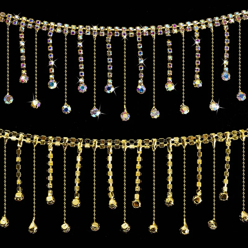 Ducrystal 40/90cm Crystal Claw Chain Sewing/Glue on Clear Rhinestone Decorative Chain Craft Wedding Dress DIY