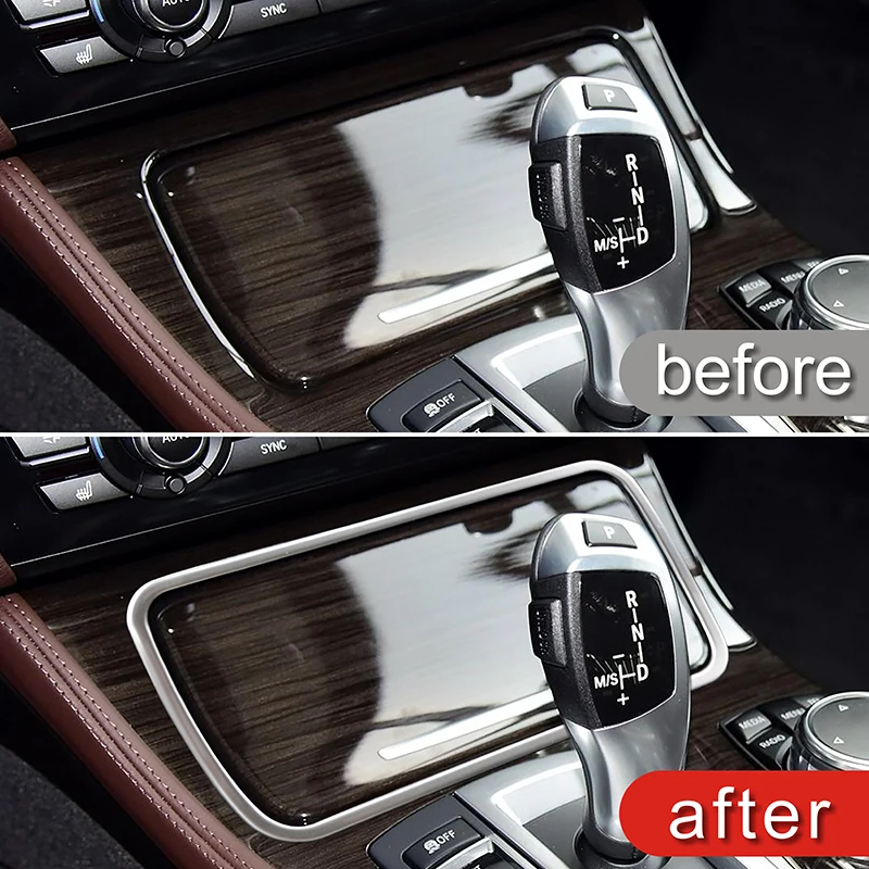 Car Styling Center Console Water Cup Holder Frame Decoration Cover Trim For BMW 5 Series F10 2010-2017 Stainless Steel Interior