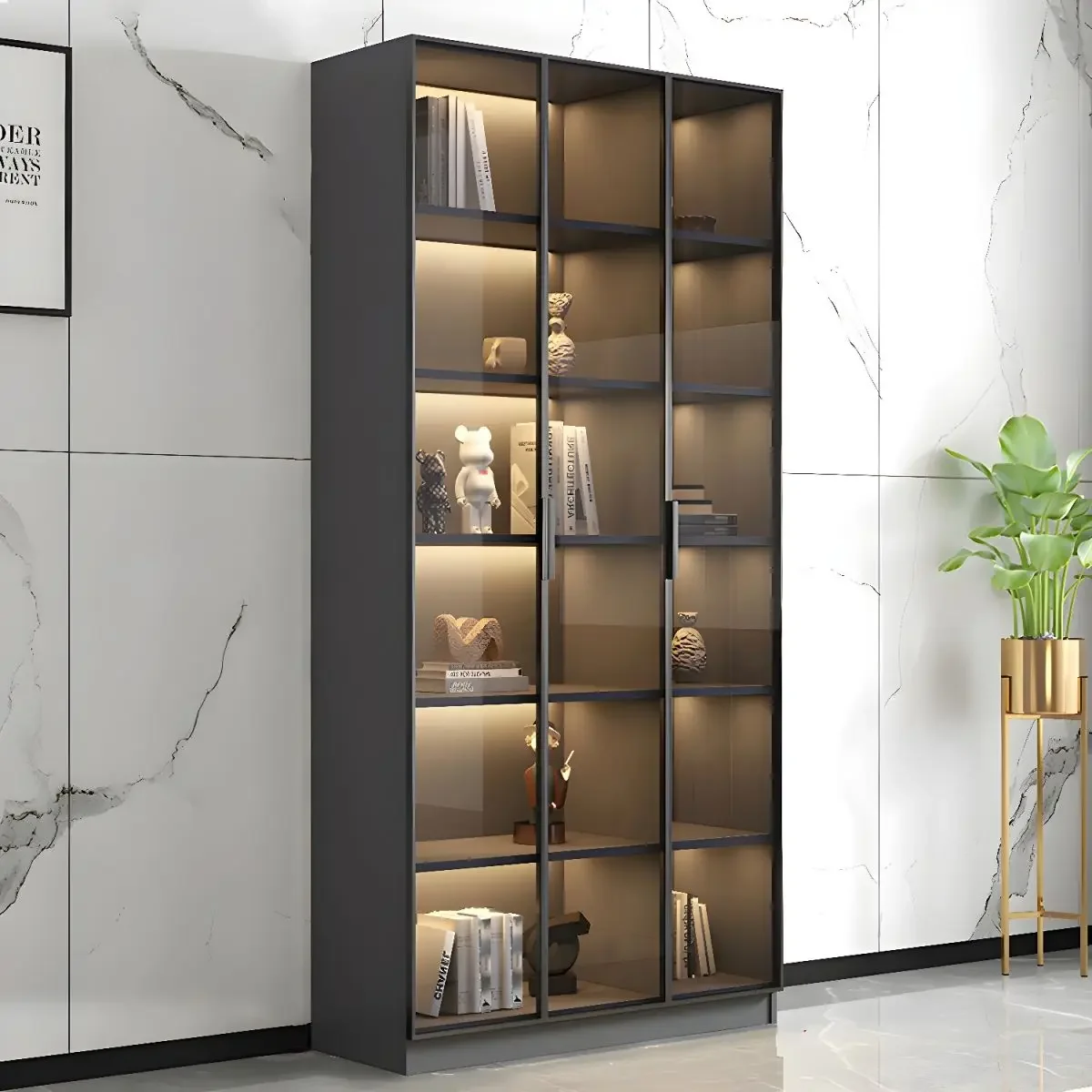 

Современная книжная полка, декоративный шкаф для хранения, деревянная книжная полка со стеклянной дверью, книжный шкаф, деревянная книжная полка