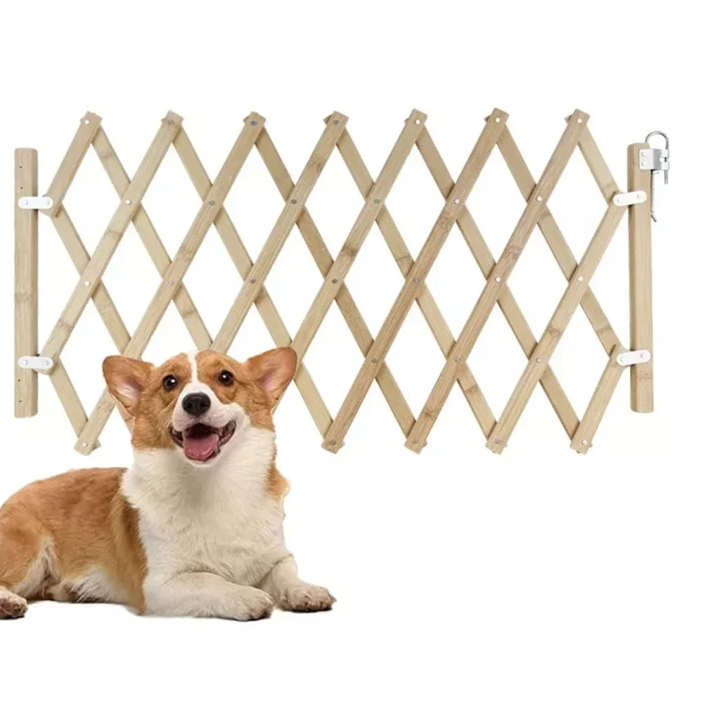 FZCSPEED Pet Retractable Wooden Fence Gate-Retractable Fence-Small and Medium-sized Pet Dog Retractable Door Security Protection