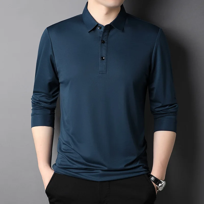 2025 new lunching T shirt polo spring&autumn comfort turned down collar pure color leisure famel garment