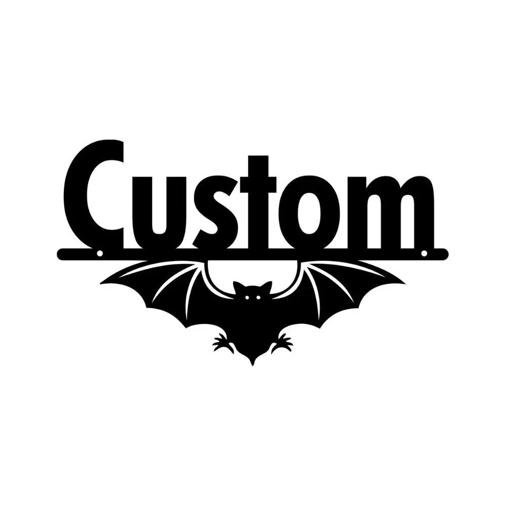 

Exclusive Custom Bat Metal House Number Sign. Personalized Plaque for a Spooky Home Entrance.