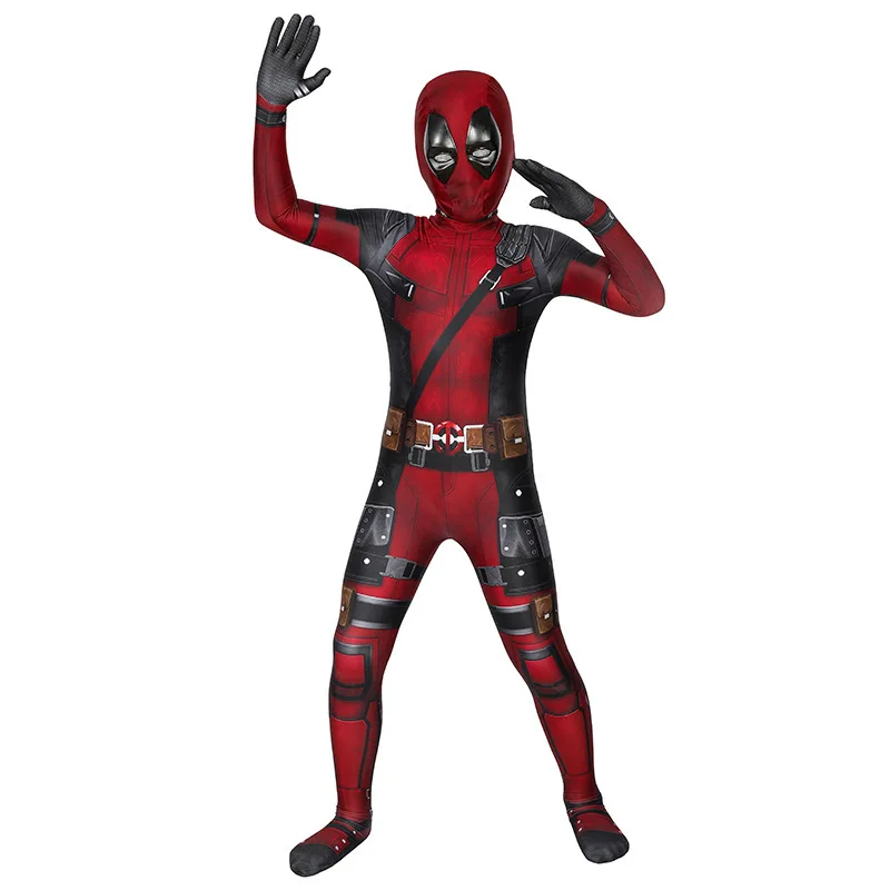 Adult Deadpool Costume Deadpool Kids Suit Cosplay Mask Suit Superhero Child Jumpsuit Halloween Costume Child Jumpsuit Kid Set image 3