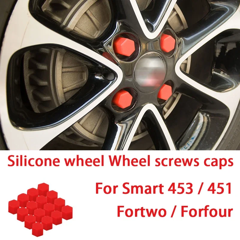 16pcs Silicone Car Wheels Screws Caps Decoration Protective Cover For Smart 451 453 Fortwo Forfour Exterior Accessories