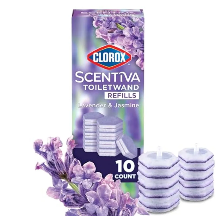 CLOROX Scentiva ToiletWand Toilet Cleaner Refills, Toilet brush, Lavender and Jasmine, 10 Count