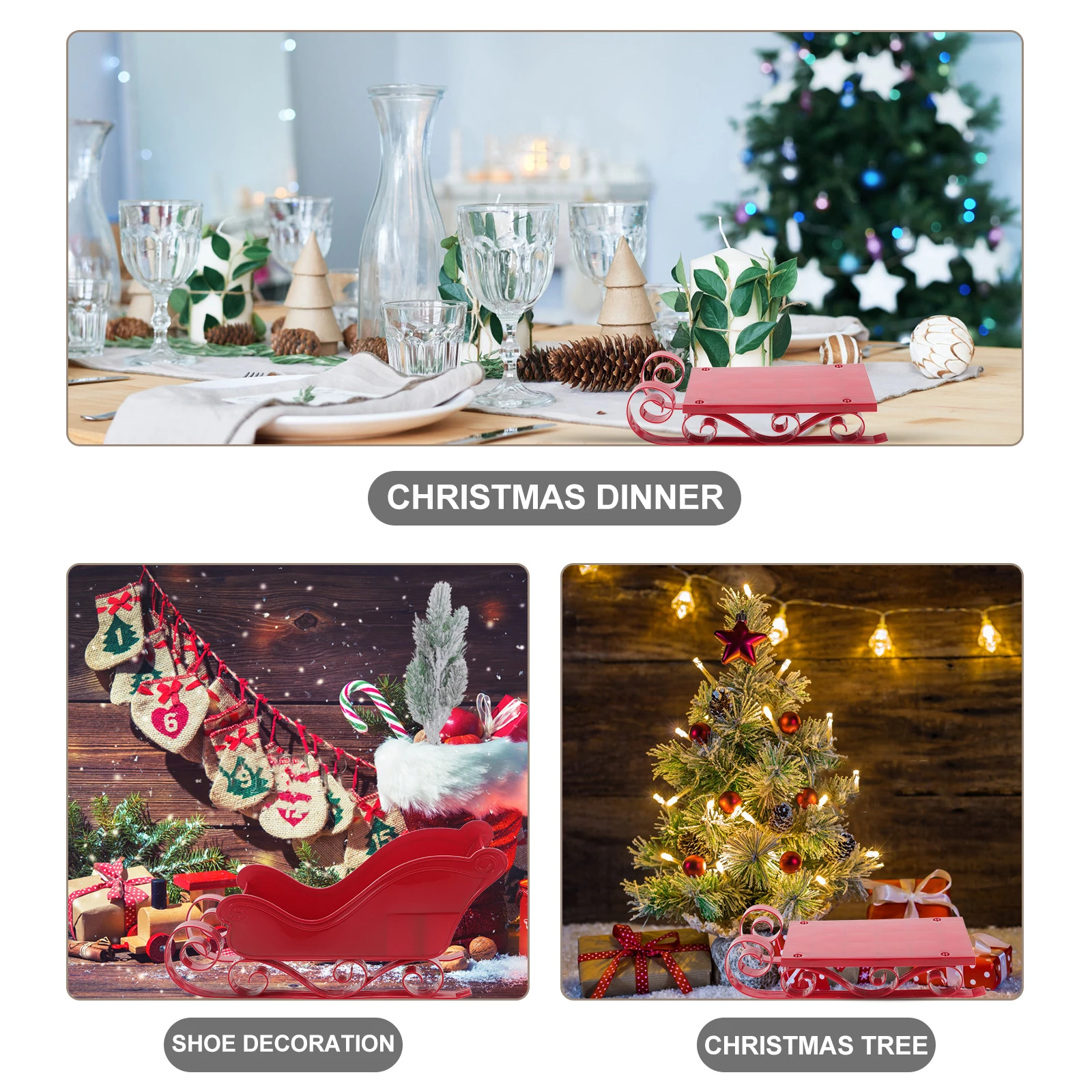 

Sleigh Decoration Christmas Sled Desktop Adornment Delicate Miniature Plastic Ornament Number
