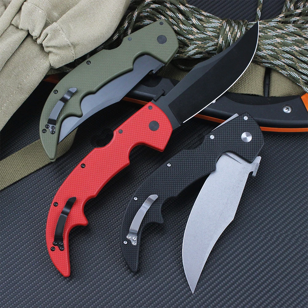 Cold Large Size Professional Hunting Knife AUS-10A Steel Outdoor Pocket Folding Knife Survival Tactical Self defense Knives EDC