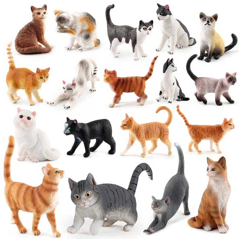 Miniature Farm Cat Figurines Educational Animal Model Figures Toy Set Decoration Party Favors