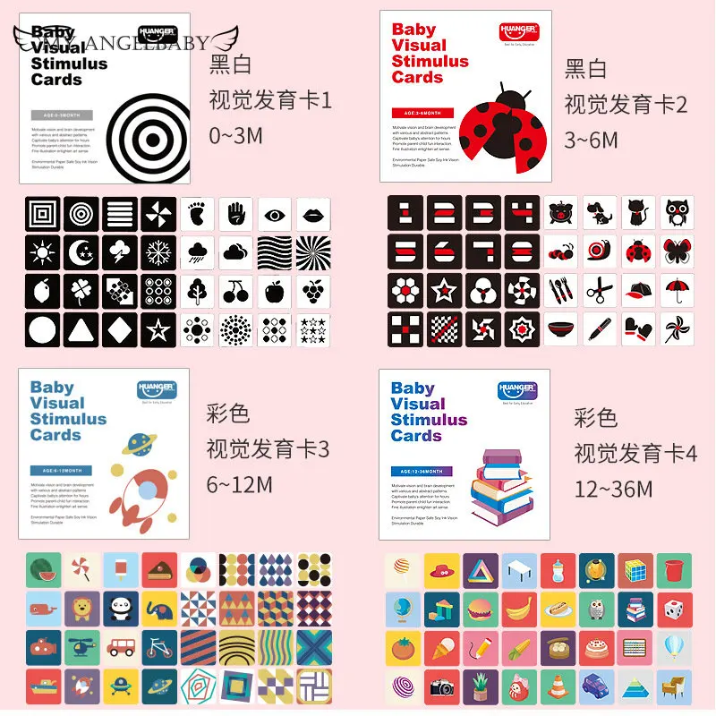 Montessori Baby Visual Stimulation Card Toy Black White Flash Cards High Contrast Visual Stimulation Learning Toys for Children