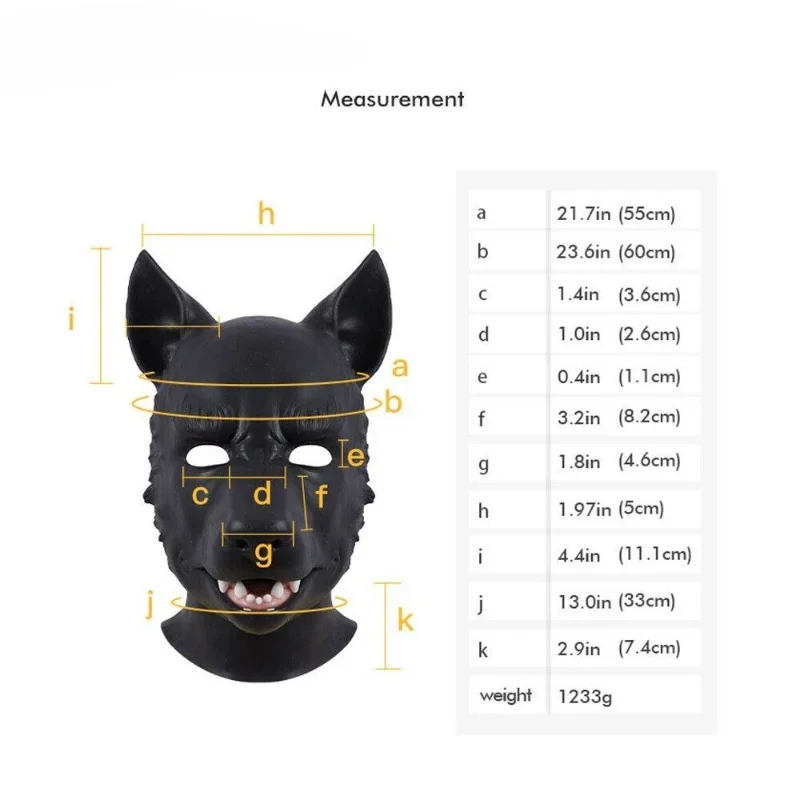 Silicone Latex Dog Mask Full Head Hood Unisex Fetish Cosplay Large Stage Performance Clothing