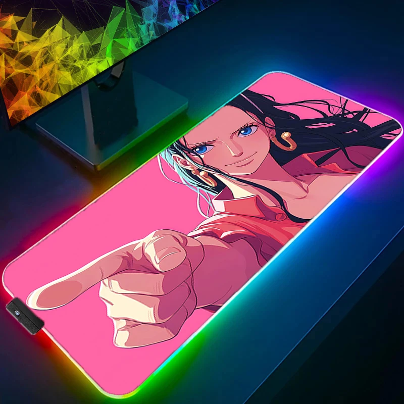 

RGB LED Mouse Pad Laptop Keyboard Pad Non-Slip Anime Tablet Pad PC Accessories One Piece Nico Robin HD Mousepad Gaming Desk Mat