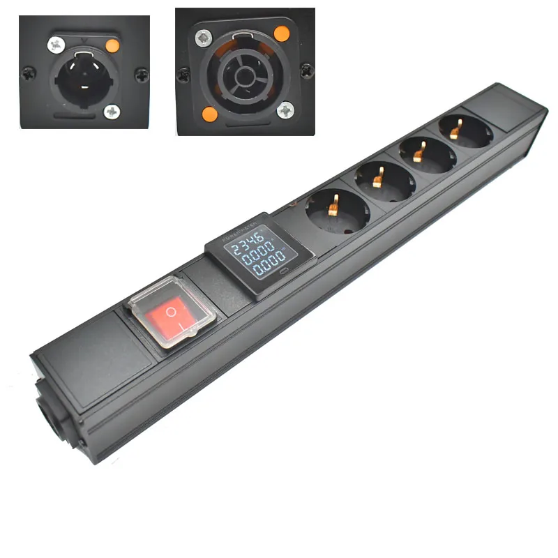 PDU power strip 3P aviation plug NAC3FX-W NAC3MPX aviation port 20A LED Lighting Video Screen eu socket Tail swivel hook