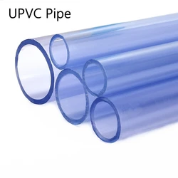 Transparent Blue Pipe for Garden Watering UPVC Frame Fittings Aquarium Fish Tank Accessories 1PC I.D 16mm~110mm 0.5m Long