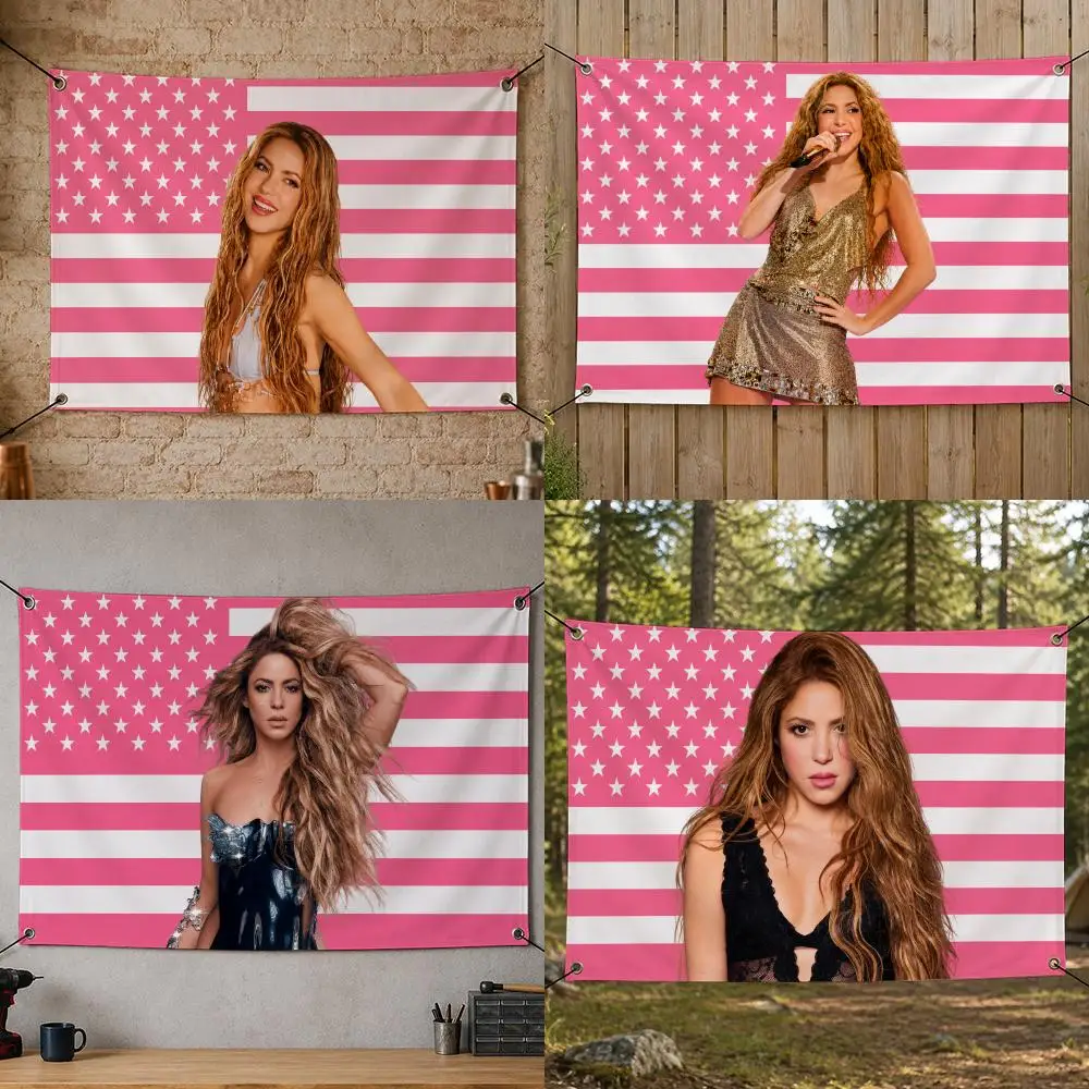 Music Trending Star Talent Music Original Art S-Shakira Flags Flag Banner for Bedroom Dorm Party Home Living Room Game Room Gift