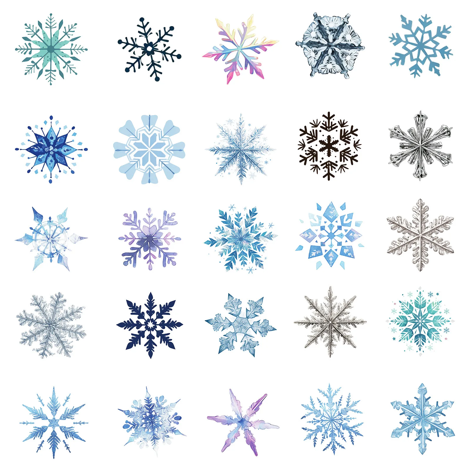 50pcs Colorful Snowflake Series Graffiti Stickers Suitable for Helmet Desktop Wall Decoration DIY Sticker Package Wholesale