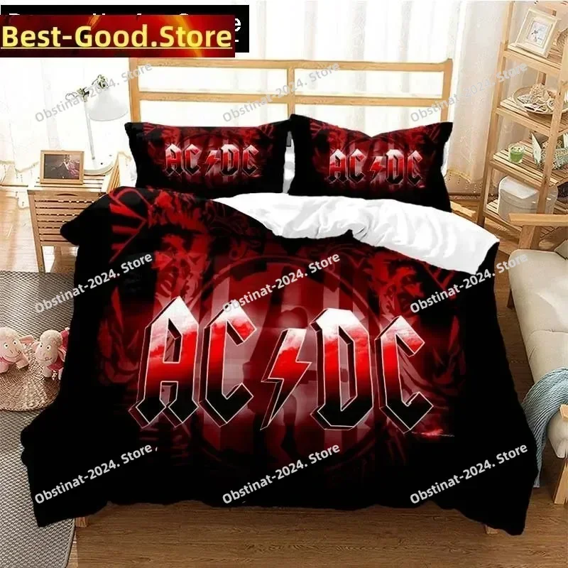 

Fashion AC DC Rock Band Bedding Set Printed Bed Set With Pillowcase Bed Duvet Cover Soft Single Double Queen Super King Size