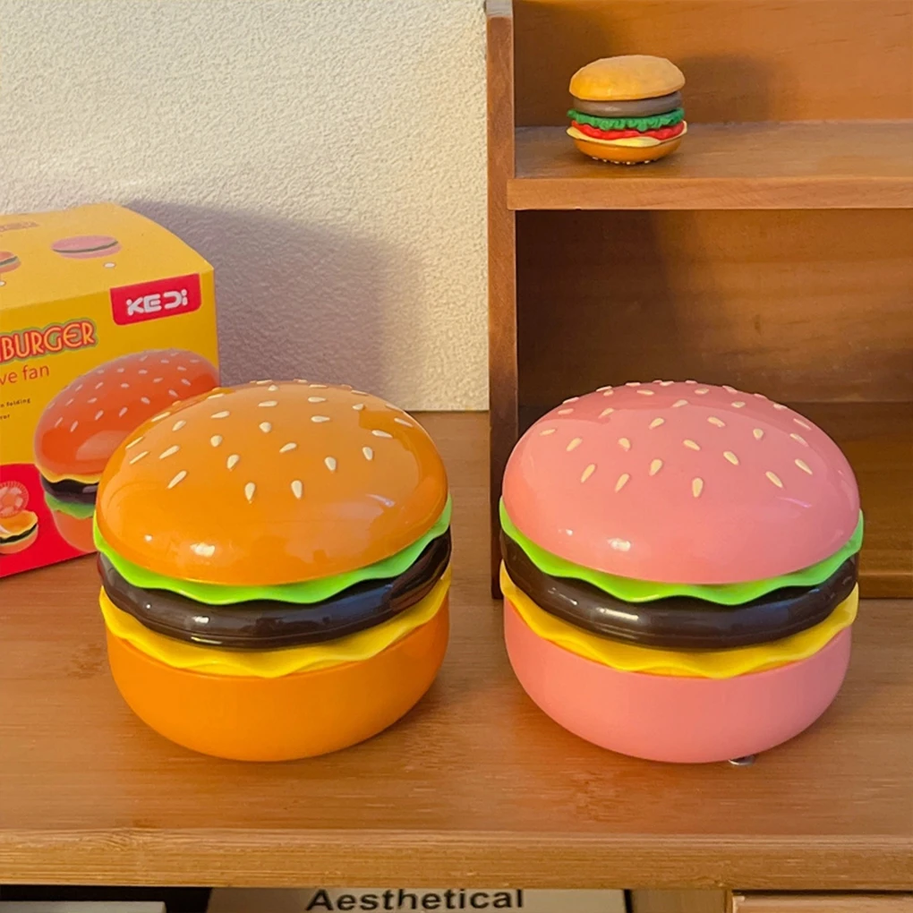 مروحة سطح المكتب برجر منتج جديد إبداعي شحن USB كرتوني مع مرآة تجميل محمولة باليد مروحة صغيرة هدية صيفية #6